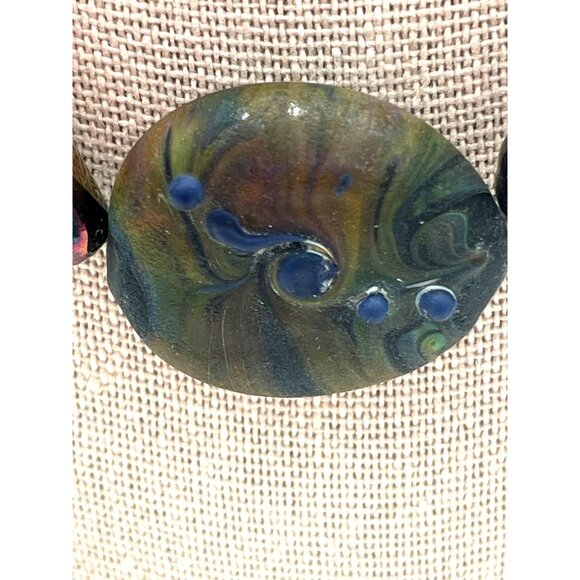 Colorful Multicolor Beaded Necklace Toggle Clasp Stones & Faux Rocks - Picture 2 of 5